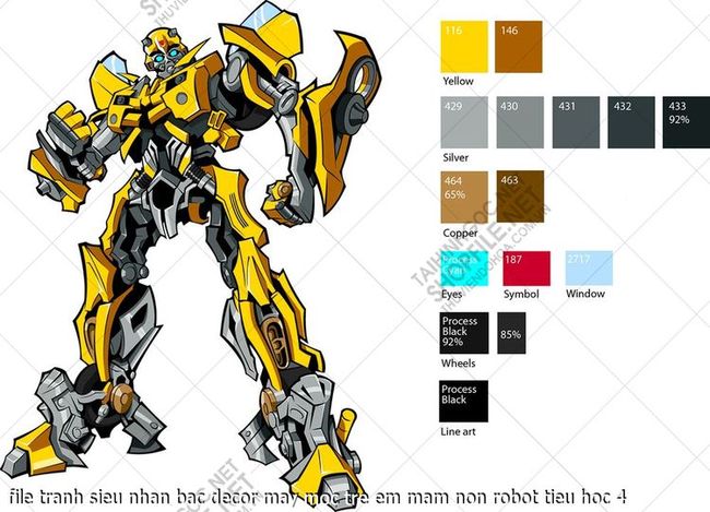 file tranh sieu nhan bac decor may moc tre em mam non robot tieu hoc 4